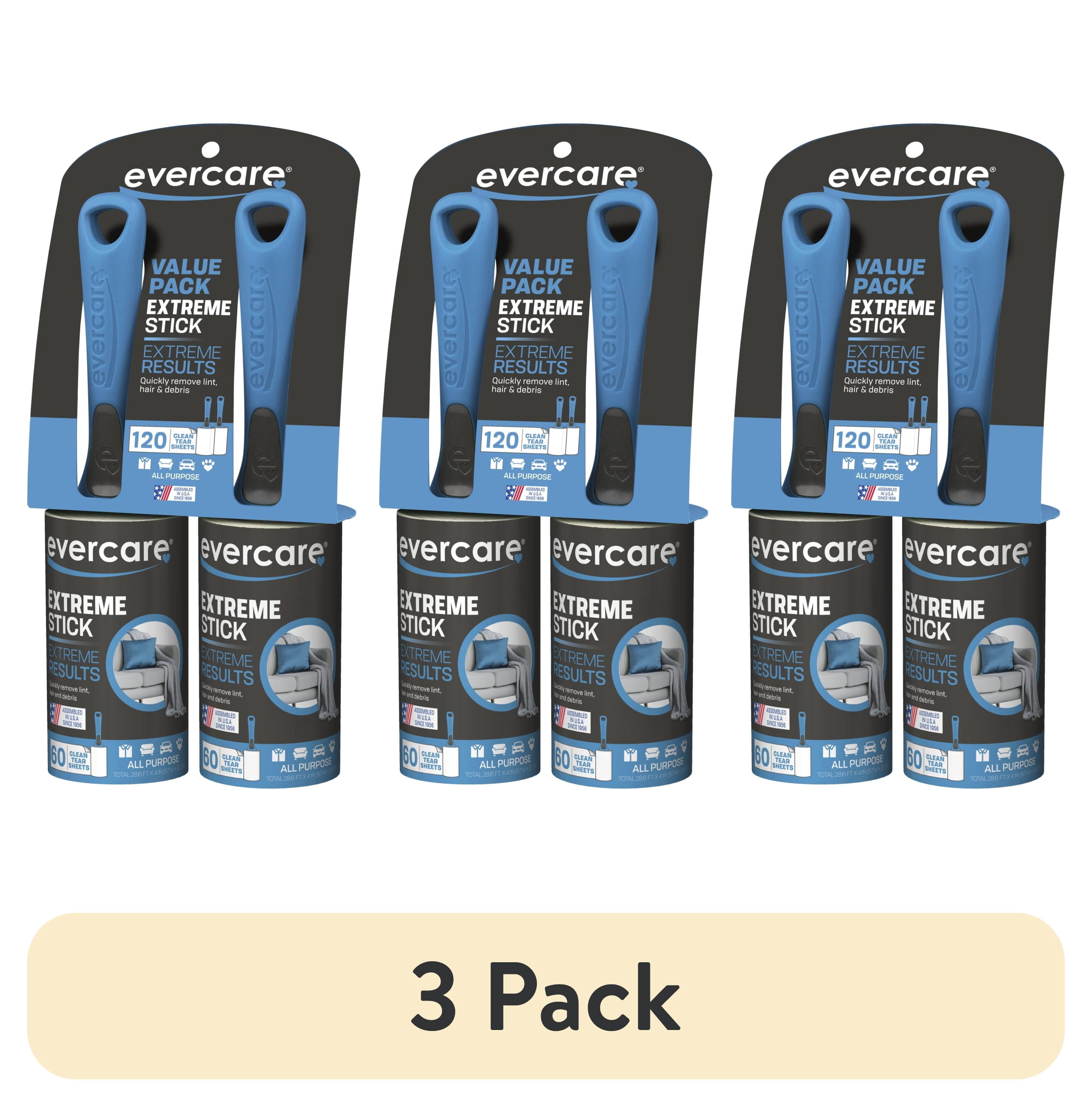 (3 pack) Evercare All‑Purpose Lint Roller Twin Pack – 65 Sheets per Roll, 130 Total Sheet, Super Sticky, Clothes, Pets, Furniture, Crafts, Travel, 2-Pack