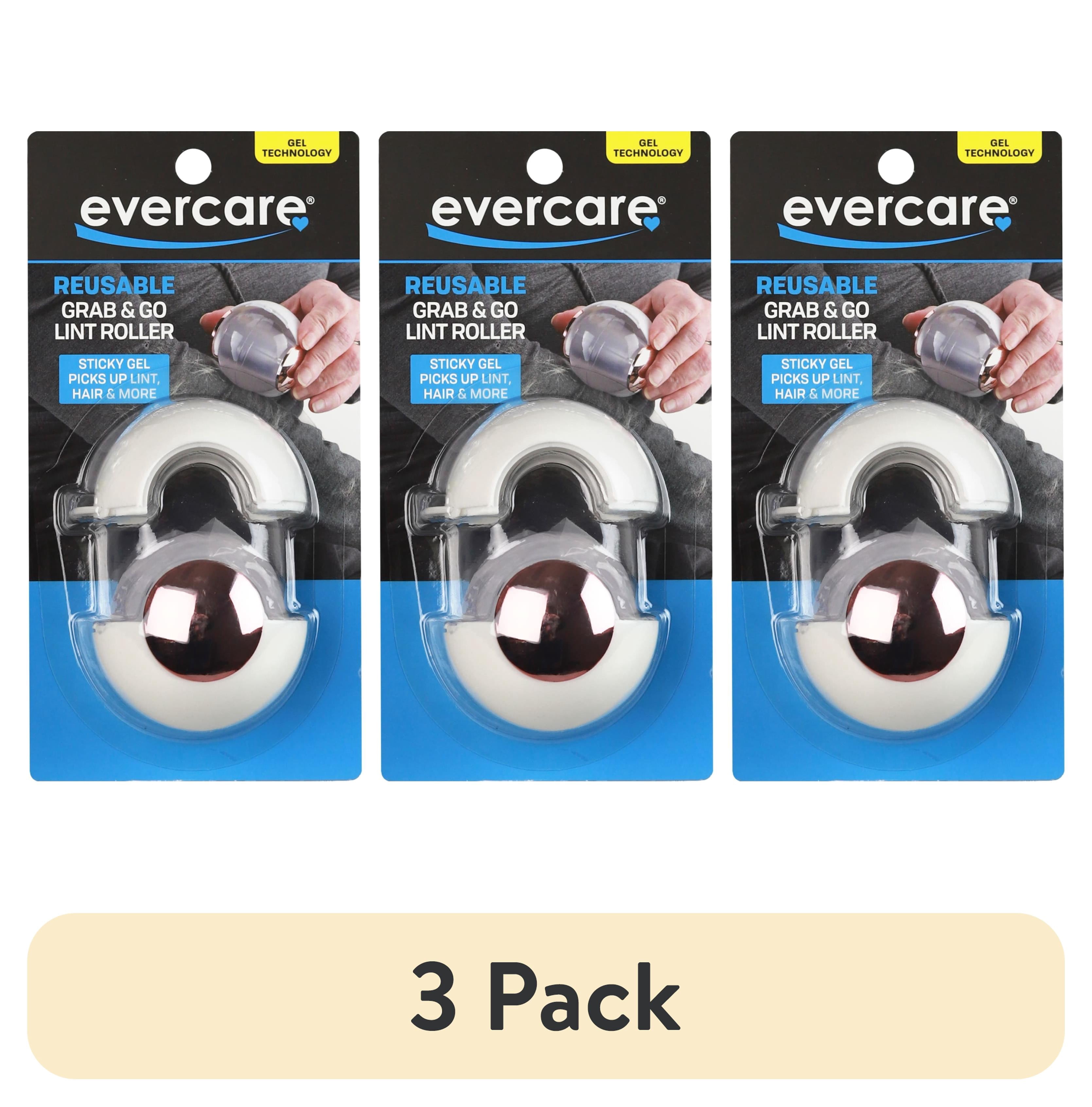 (3 pack) Evercare Grab & Go Reusable Washable Gel Lint Roller Ball for Clothes