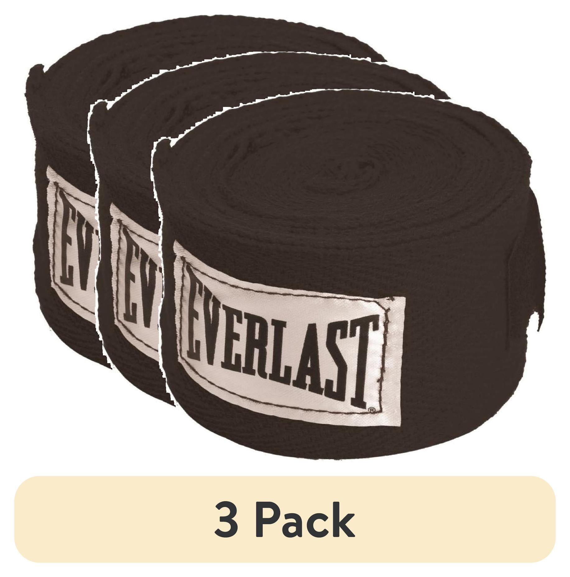 (3 pack) Everlast 108" Boxing Hand Wraps – Black, Poly-Cotton, Adjustable Strap, 2-Pack
