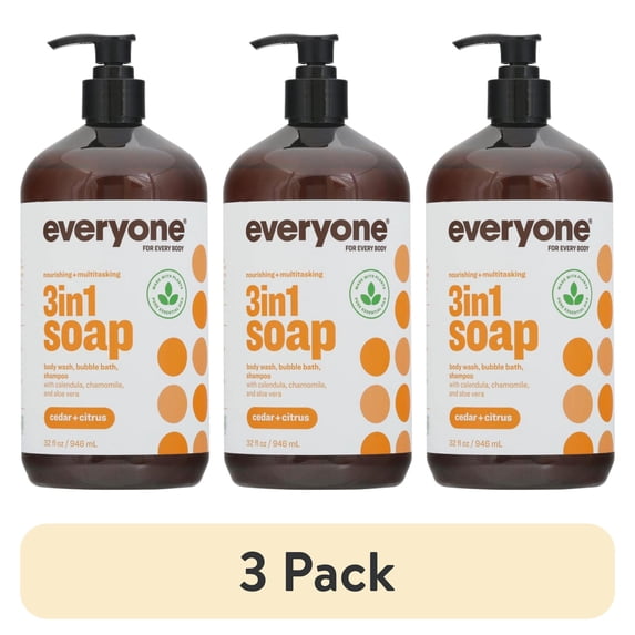 (3 pack) Everyone 3-in-1 Soap for Men Cedar and Citrus 32 Oz.