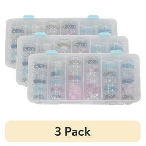 (3 pack) Everything Mary Plastic Bead Storage Case with 28 Clear Jars for Jewelry Making and Crafts