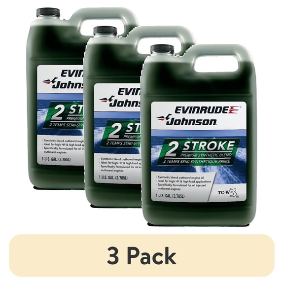 (3 pack) Evinrude Johnson Outboard Synthetic Blend 2-Stroke Engine Oil, 1 Gallon