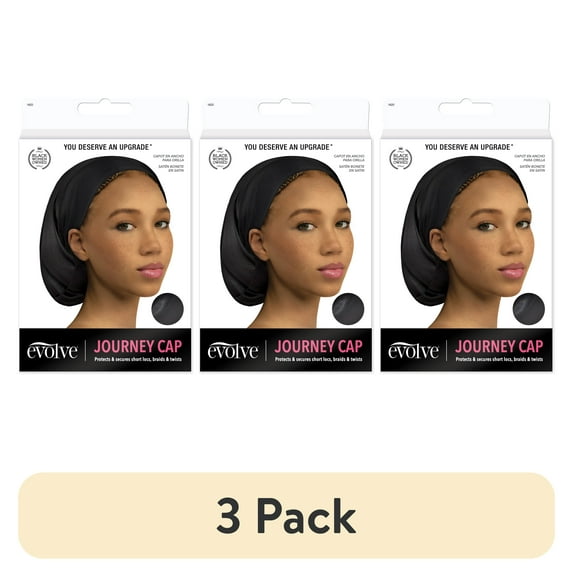 (3 pack) Evolve Double-Lined Silky Cap, Black
