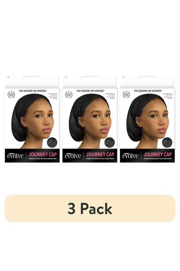 (3 pack) Evolve Double-Lined Silky Cap, Black