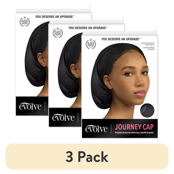 (3 pack) Evolve Double-Lined Silky Cap, Black