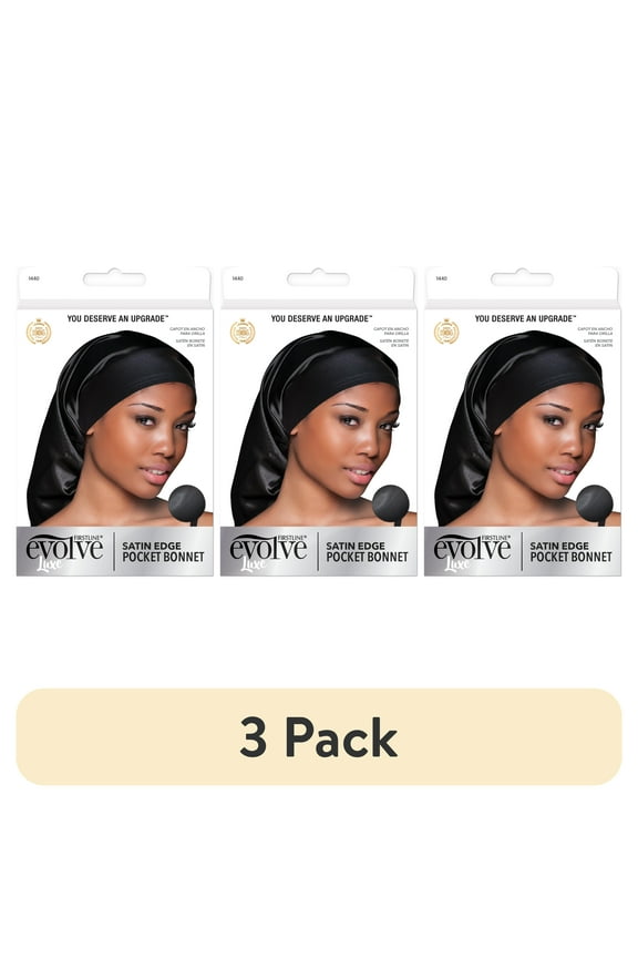 (3 pack) Evolve Satin Adjustable Drawstring Bonnet