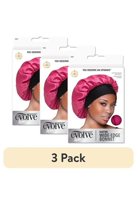 (3 pack) Evolve Satin Wide-Edge Bonnet, Fuchsia