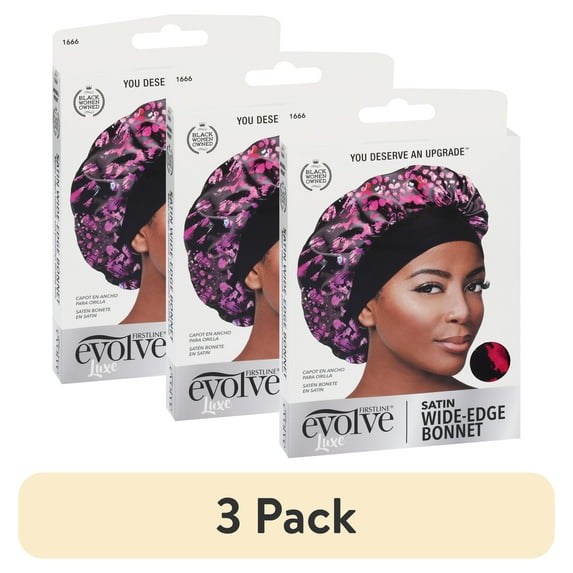 (3 pack) Evolve Wide-Edge Satin Bonnet Leopard