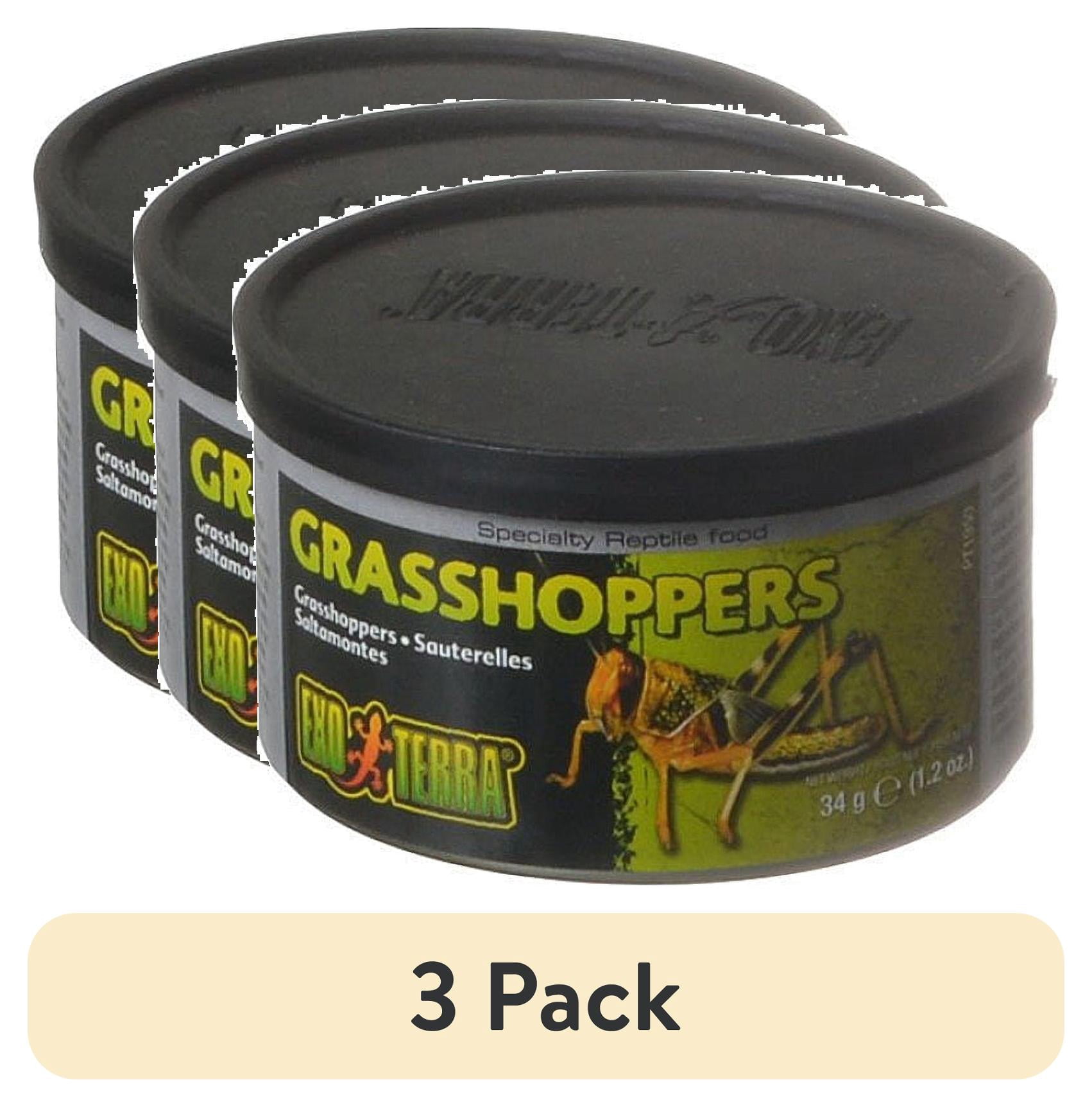 (3 pack) Exo Terra Grasshopper Reptile Food, Insects, 1.2 oz. Can