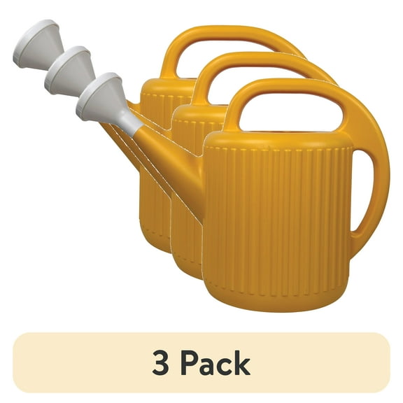(3 pack) Expert Gardener 2-Gallon Plastic Watering Can, Yellow
