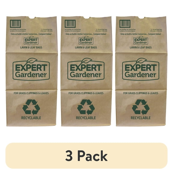 (3 pack) Expert Gardener 30 gal Paper Lawn & Leaf Bags (5 Count)