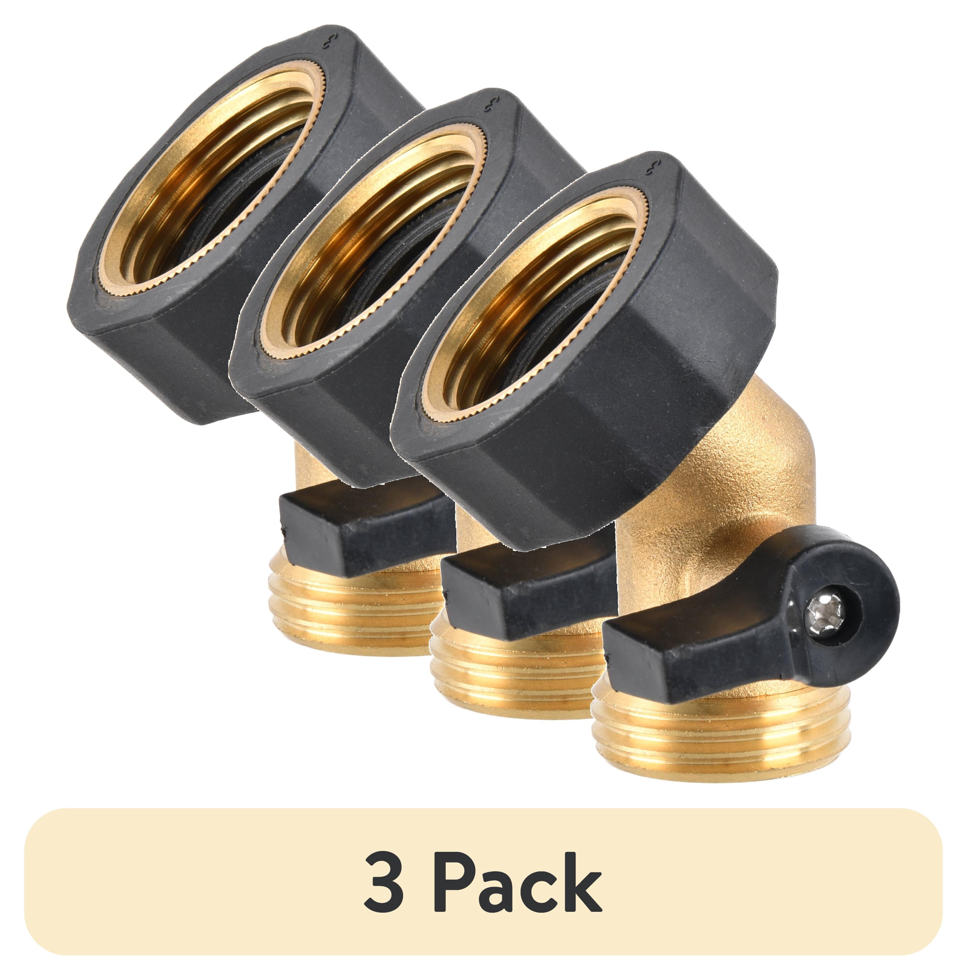 (3 pack) Expert Gardener Brass Angle Hose Shut-Off Connector