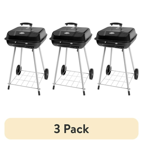 (3 pack) Expert Grill Charcoal Grill, 17.5 Inch Charcoal Grill with Wheels, Black