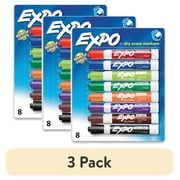 (3 pack) Expo Low Odor Dry Erase Markers, Chisel Tip, Assorted Colors, 8 Count