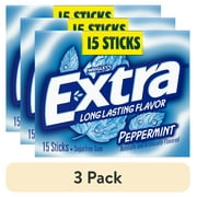 (3 pack) Extra Gum Peppermint Sugar Free Chewing Gum, Single Pack - 15 Stick