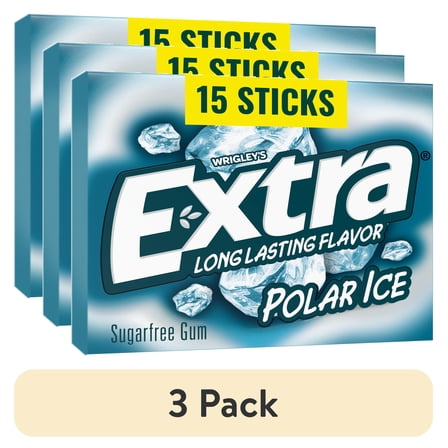 (3 pack) Extra Gum Polar Ice Sugar Free Chewing Gum, Single Pack - 15 Sticks