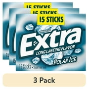 (3 pack) Extra Gum Polar Ice Sugar Free Chewing Gum, Single Pack - 15 Sticks