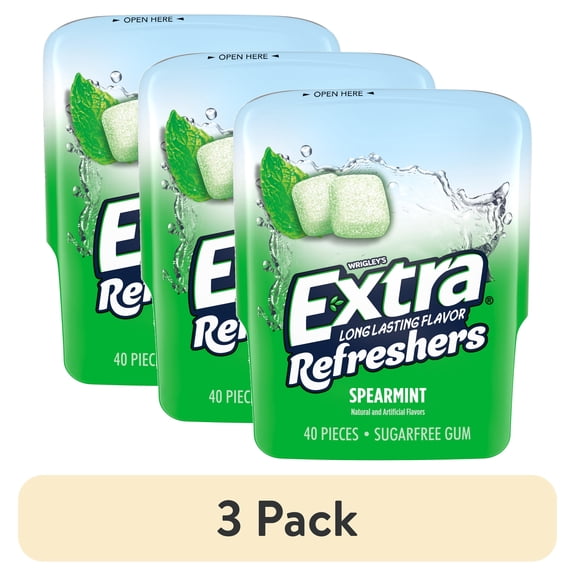 (3 pack) Extra Refreshers Spearmint Sugar Free Chewing Gum - 40 Pieces Bottle