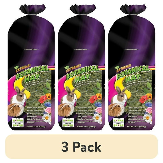 (3 pack) Extreme! Natural Botanical Hay Small Animal Food 24 oz