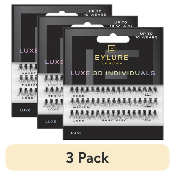 (3 pack) Eylure Luxe 3D Individual Faux Mink Lash Flares