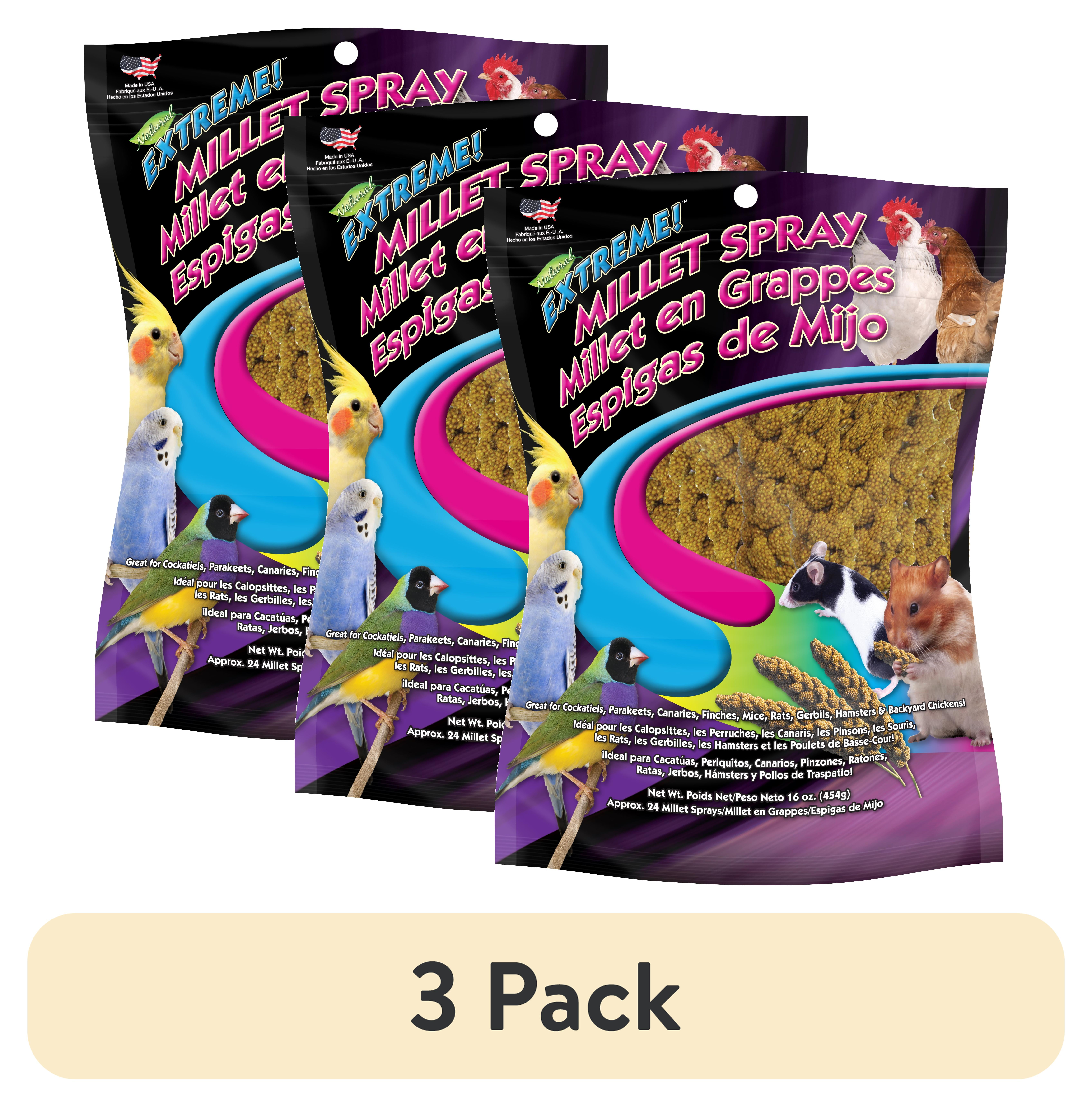 (3 pack) F.M. Brown's Extreme Spray Millet Treat 16 Oz For Parakeets, Cockatiels, and Finches