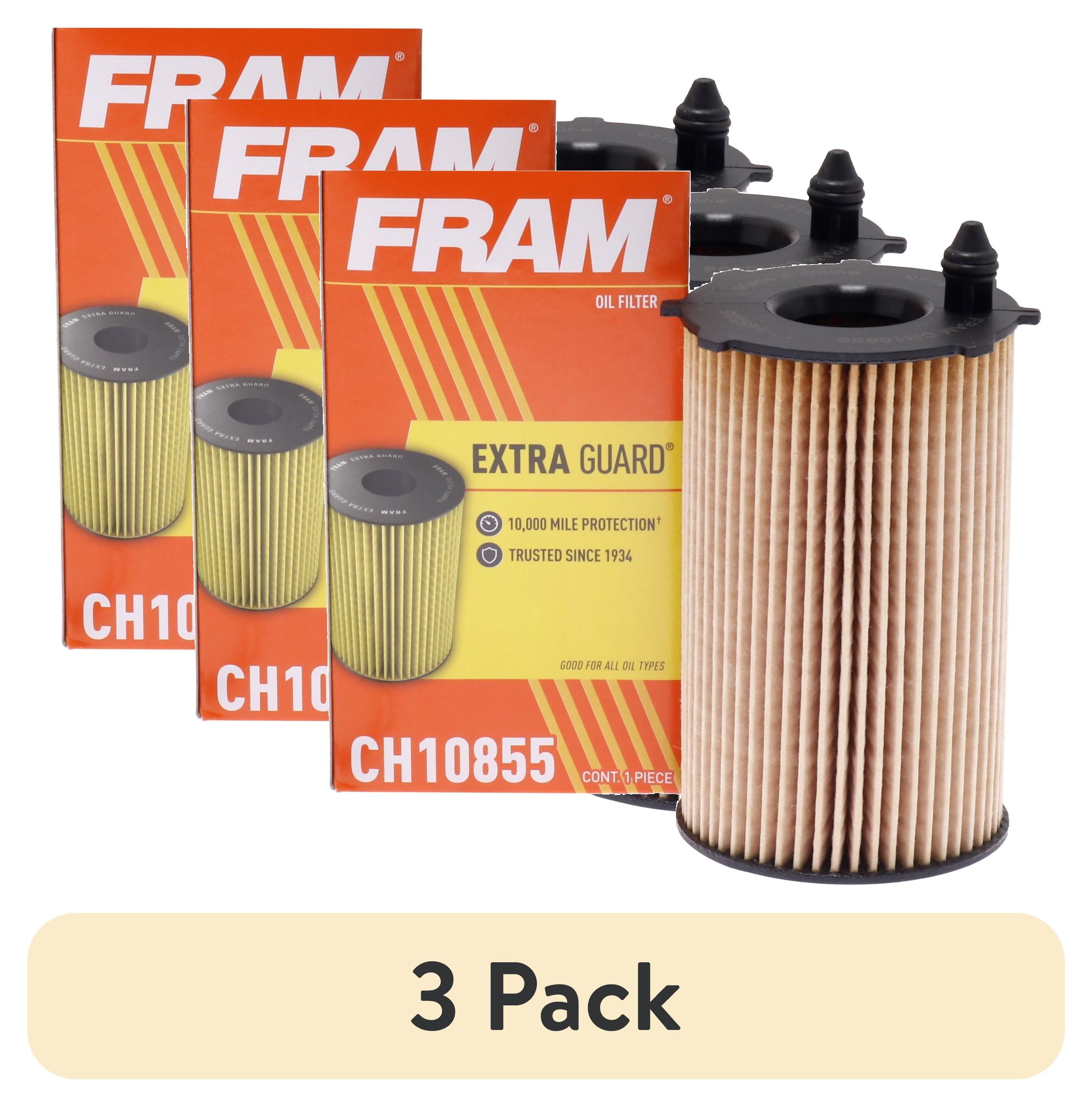(3 pack) FRAM Extra Guard Filter CH10855, 10K mile Change Interval Oil Filter Fits select: 2011-2018 KIA SORENTO, 2010-2018 HYUNDAI SANTA FE