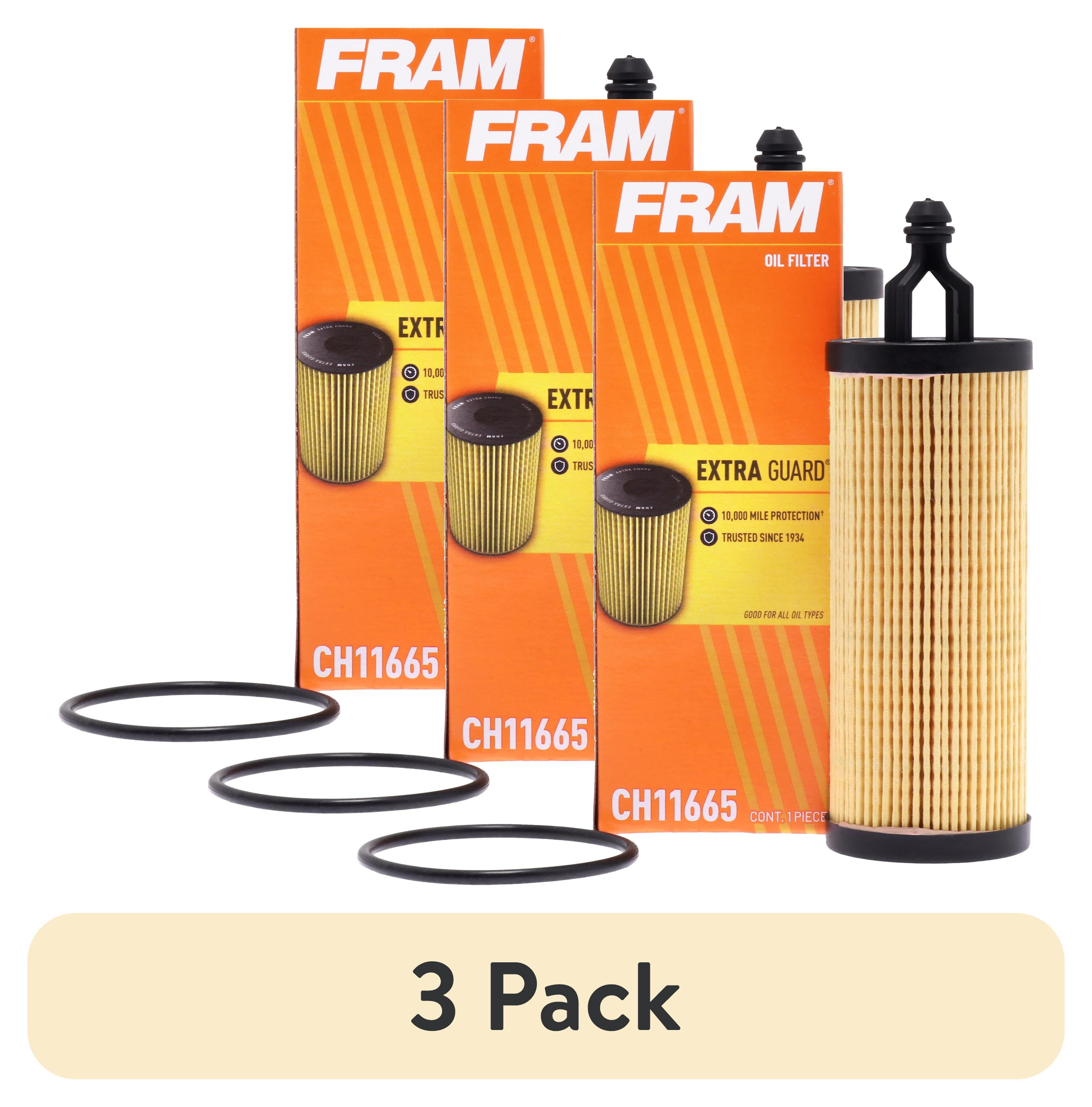 (3 pack) FRAM Extra Guard Oil Filter, CH11665, 10K Miles, Replacement Oil Filter Fits Select Vehicles