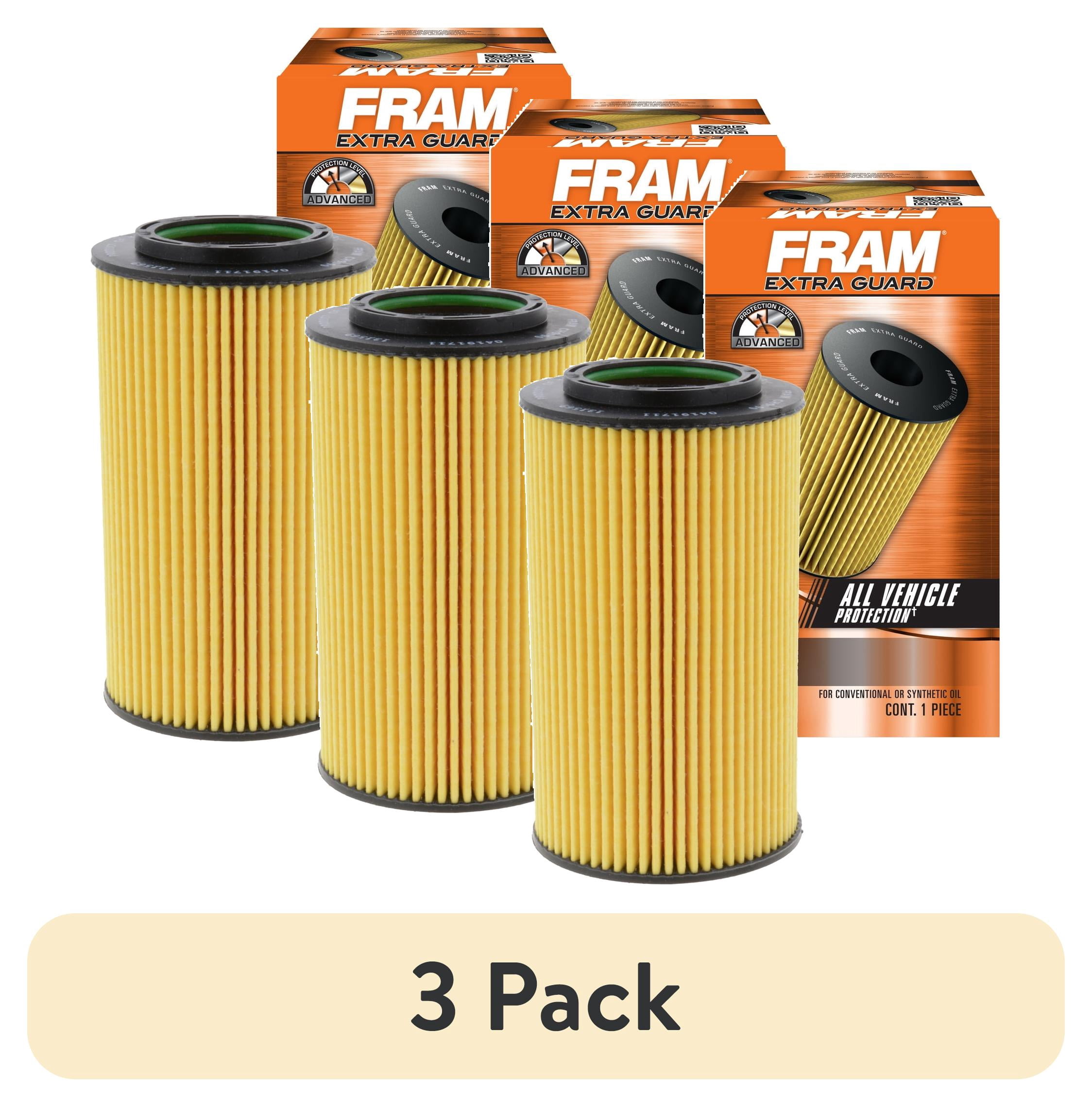 (3 pack) FRAM Extra Guard Oil Filter, CH9999, 10K Miles, Replacement Oil Filter Fits Select Vehicles