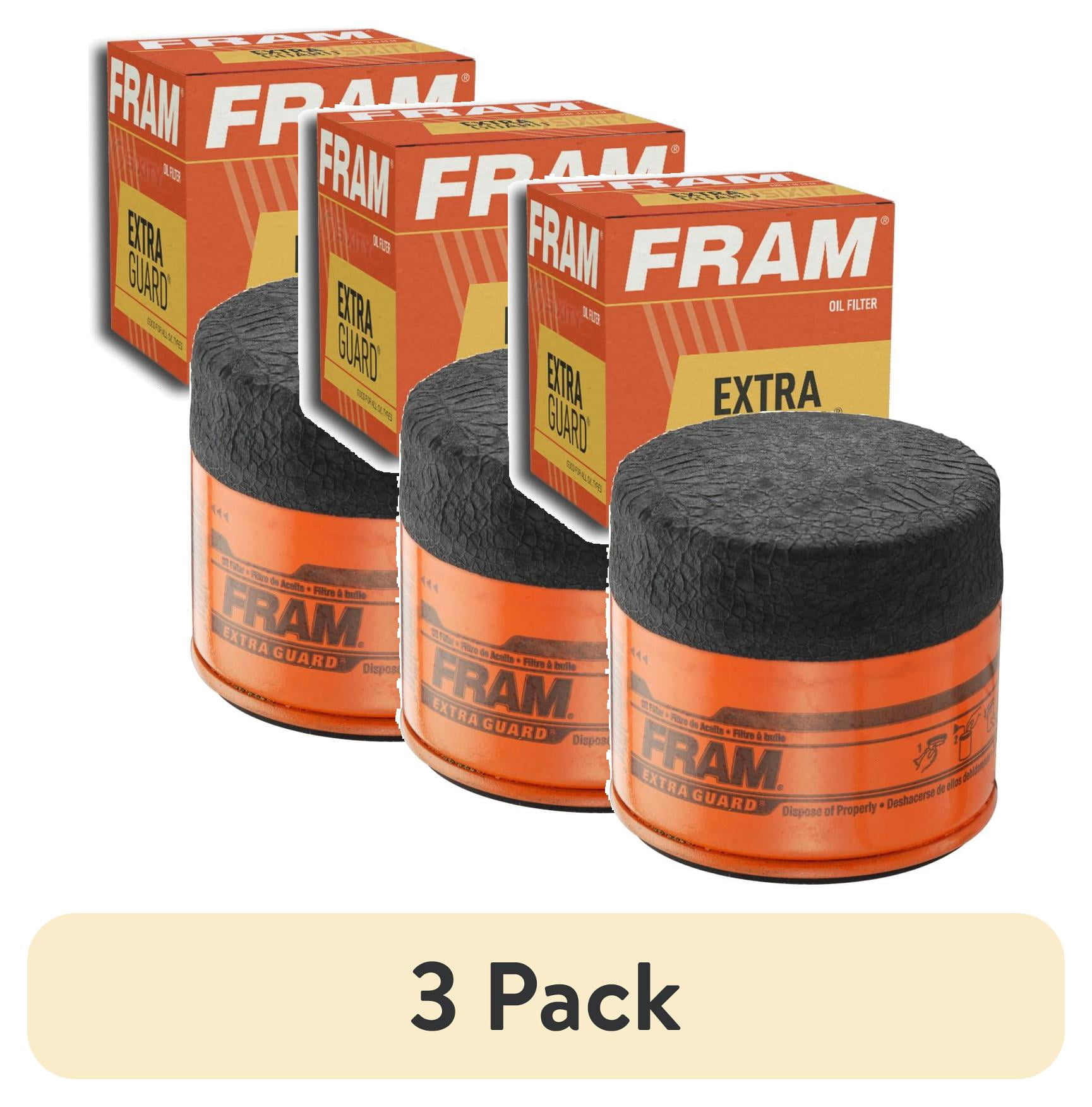 3 pack) FRAM Extra Guard Oil Filter, PH6607, 10K Miles