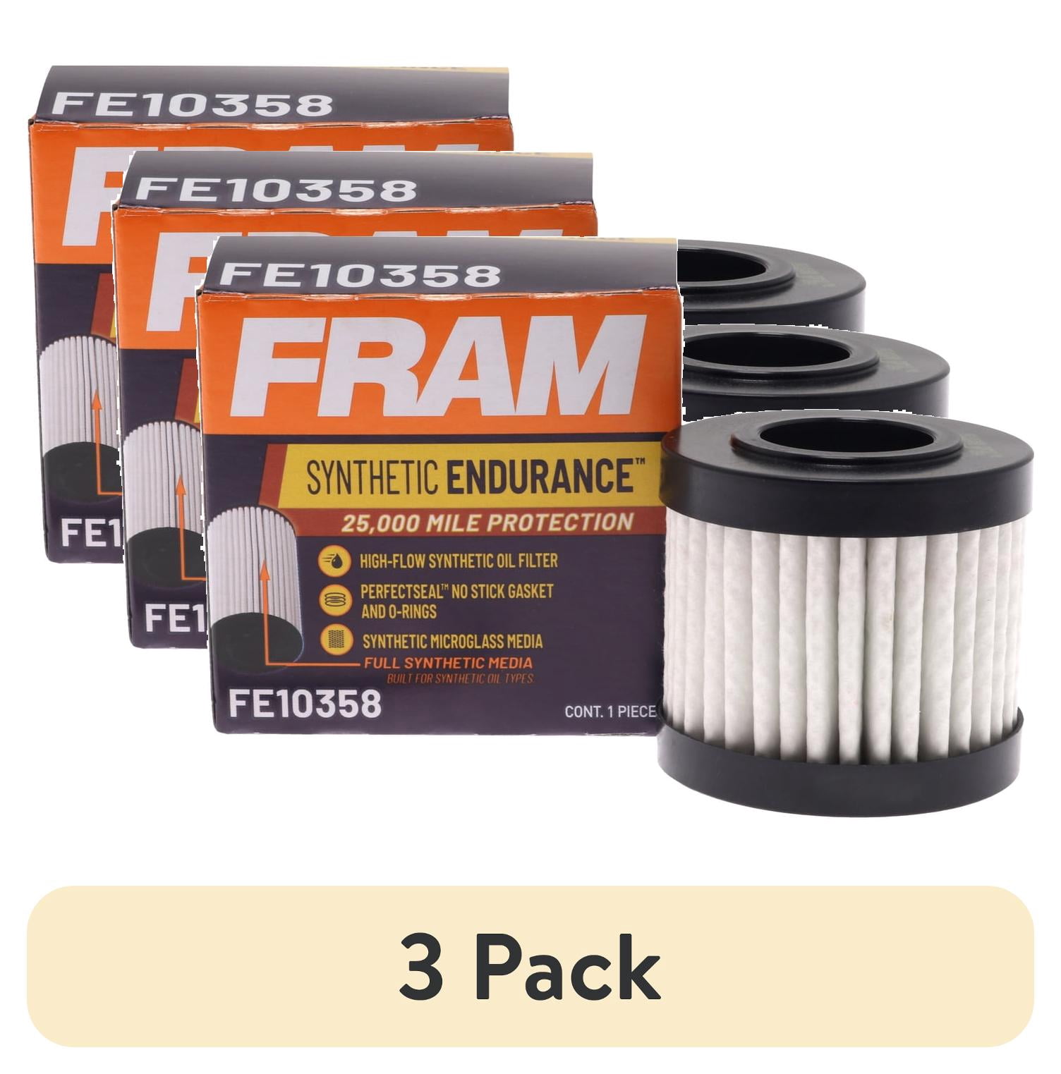 (3 pack) FRAM Synthetic Endurance Premium Oil Filter, FE10358, 25K mile Replacement Filter for Select Toyota Vehicles