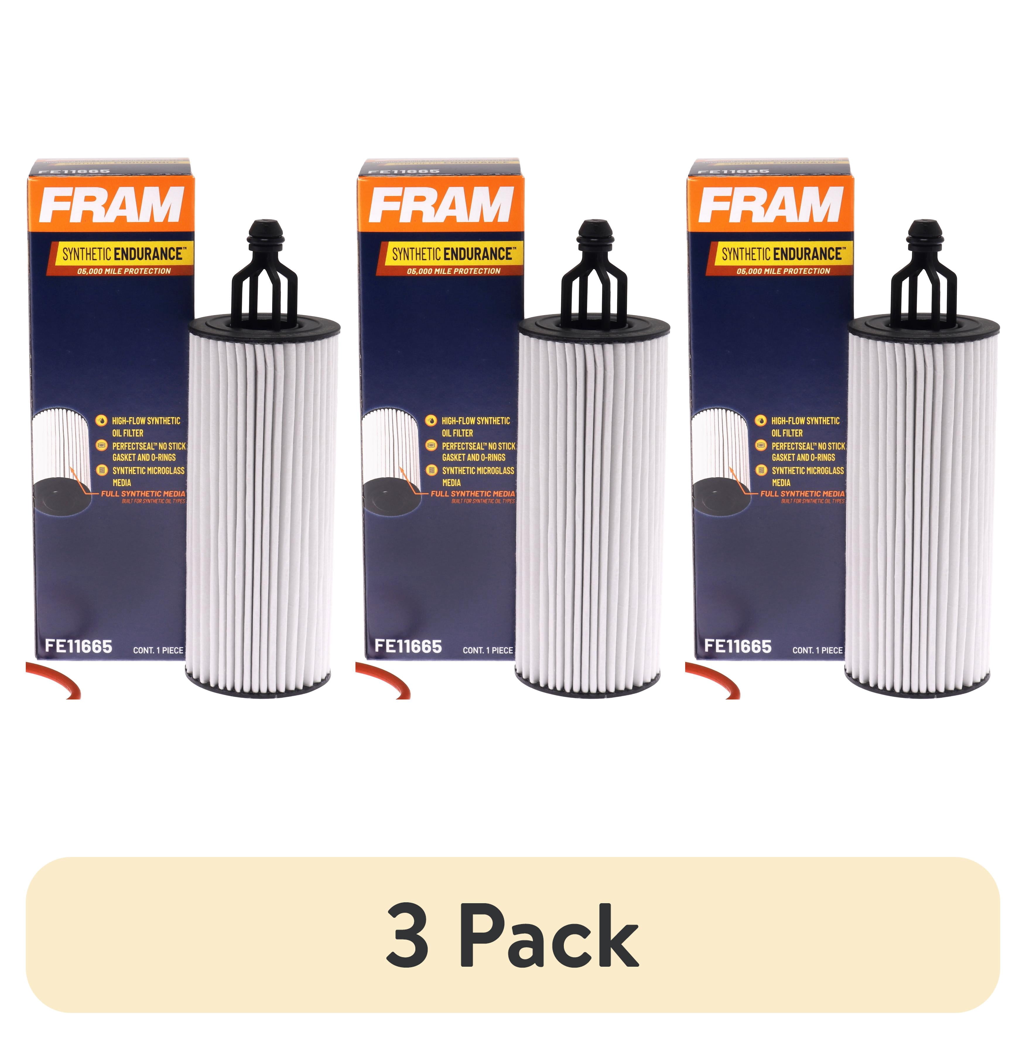 (3 pack) FRAM Synthetic Endurance Premium Oil Filter, FE11665, 25K mile Replacement Filter for Select Dodge and Jeep Vehicles