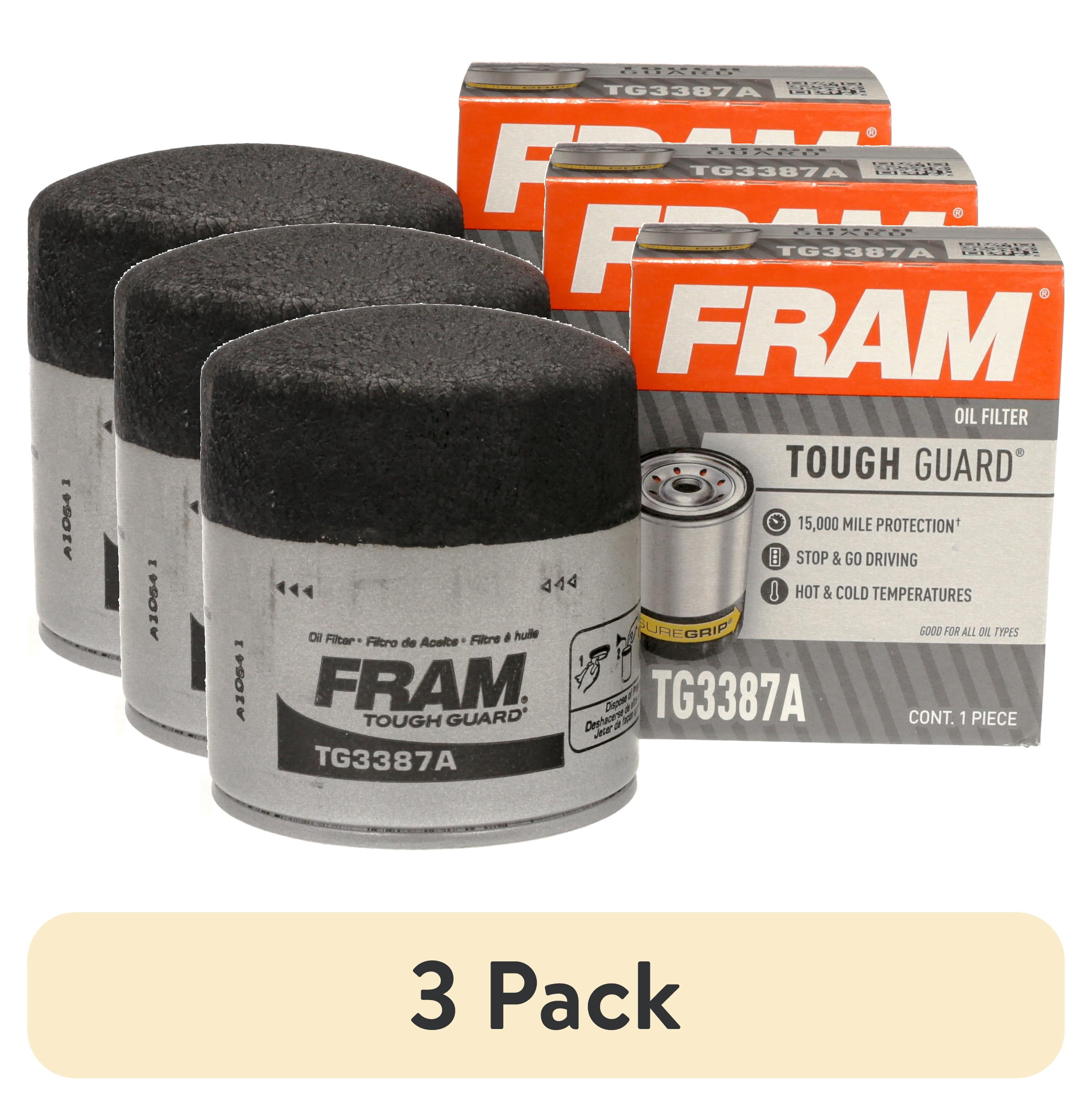 (3 pack) FRAM Tough Guard Oil Filter, TG3387A, 15K Miles, Replacement Oil Filters, Fits Select Vehicles