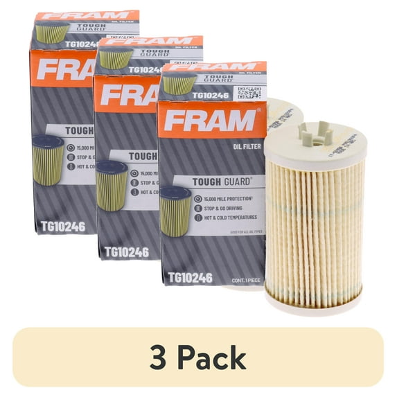(3 pack) FRAM Tough Guard Filter TG10246, 15K mile Change Interval Oil Filter Fits select: 2011-2015 CHEVROLET CRUZE, 2015-2021 CHEVROLET TRAX