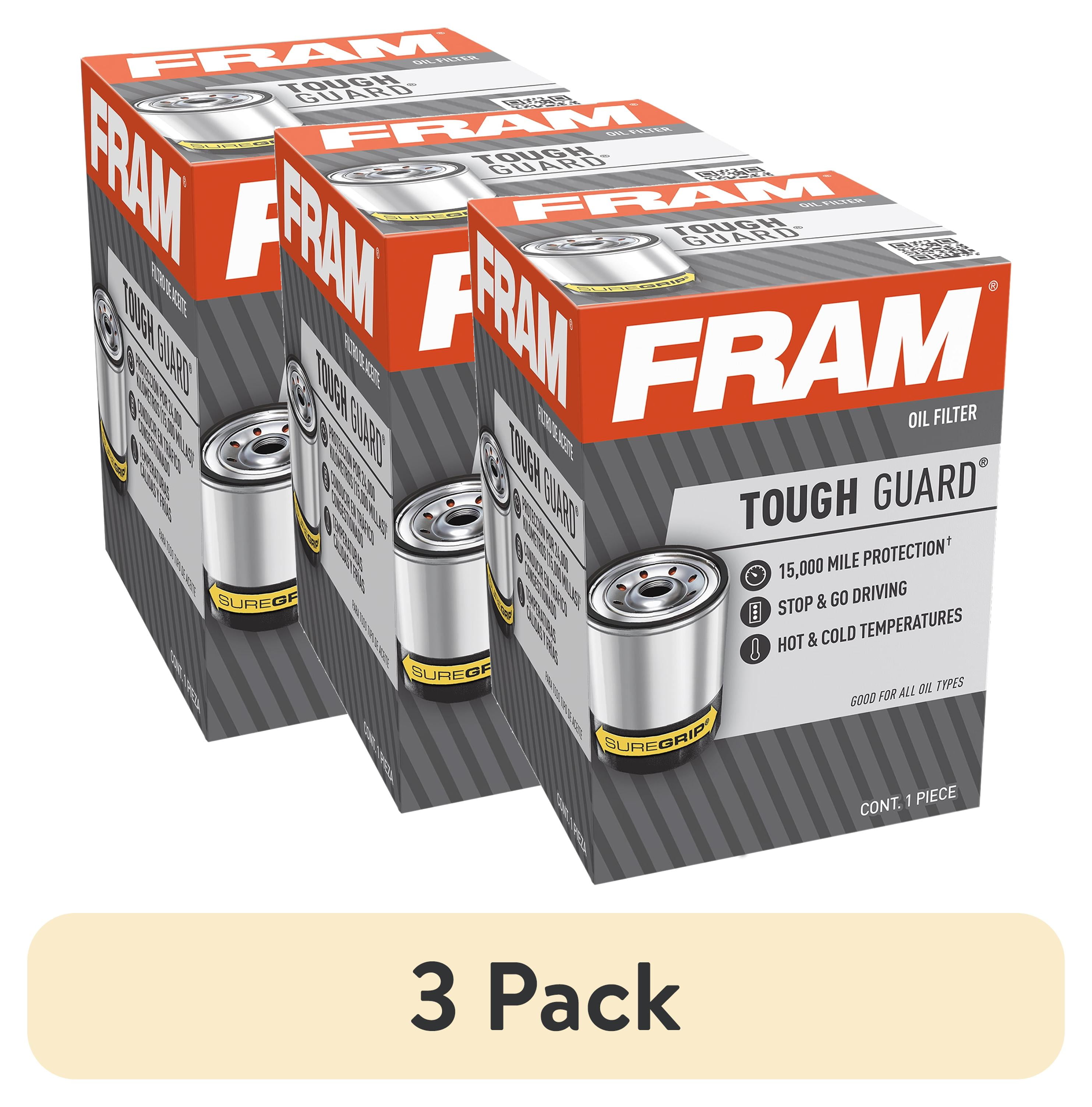 (3 pack) FRAM Tough Guard Filter TG4967, 15K Miles, Replacement Oil Filters, Fit for Selected Vehicles