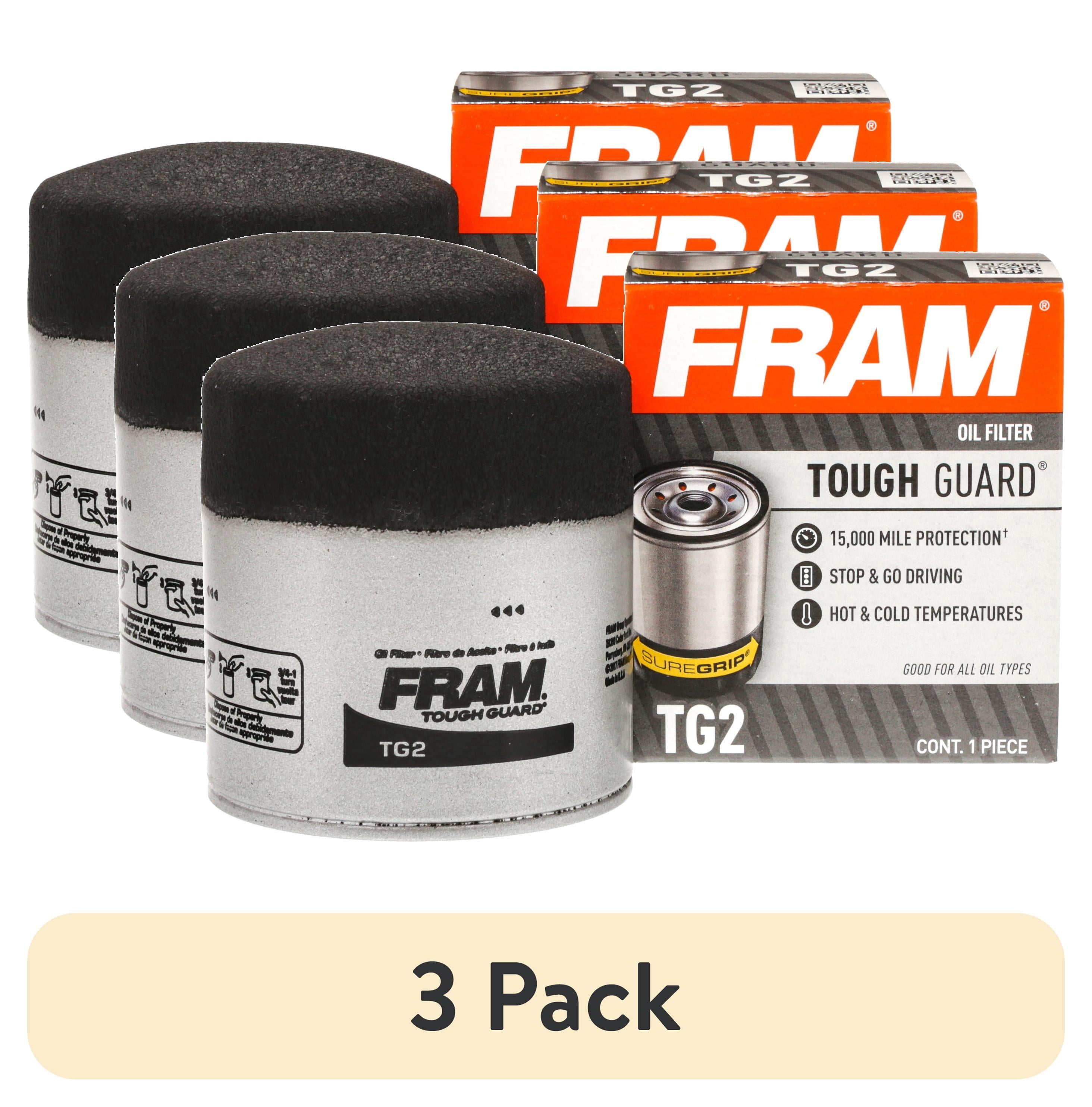 (3 pack) FRAM Tough Guard Oil Filter, TG2, 15,000 Miles, Replacement Oil Filter