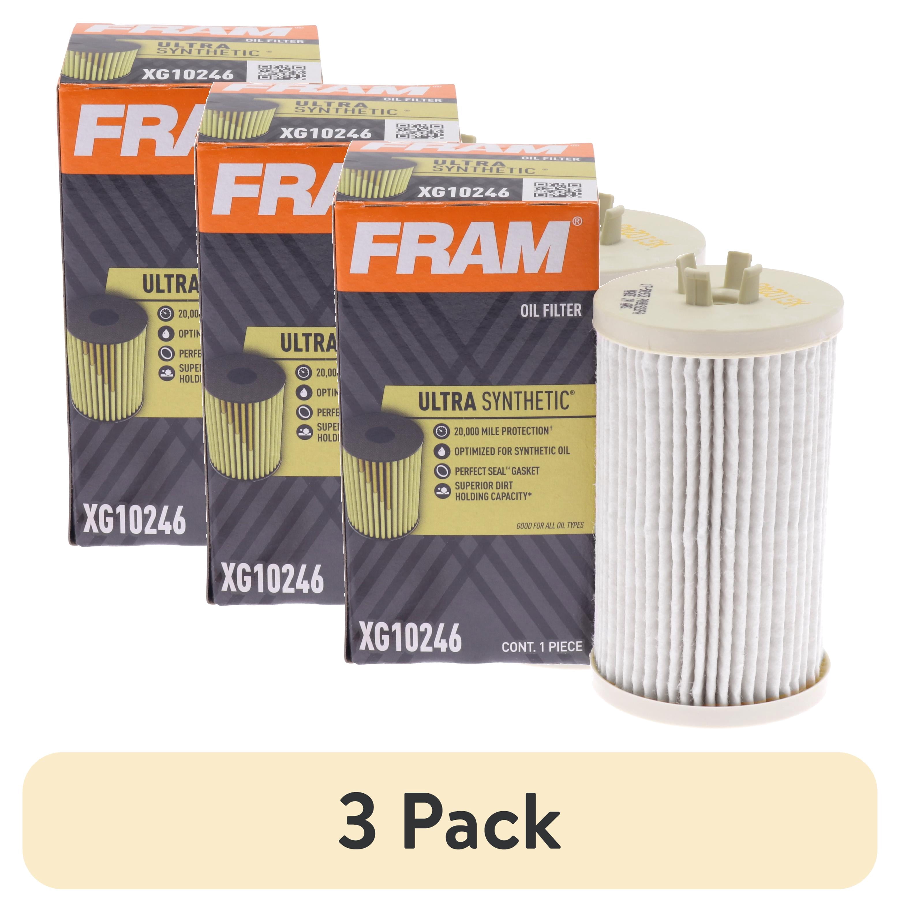 (3 pack) FRAM Ultra Synthetic Oil Filter, XG10246, 20K mile Replacement Filter for Select Vehicles