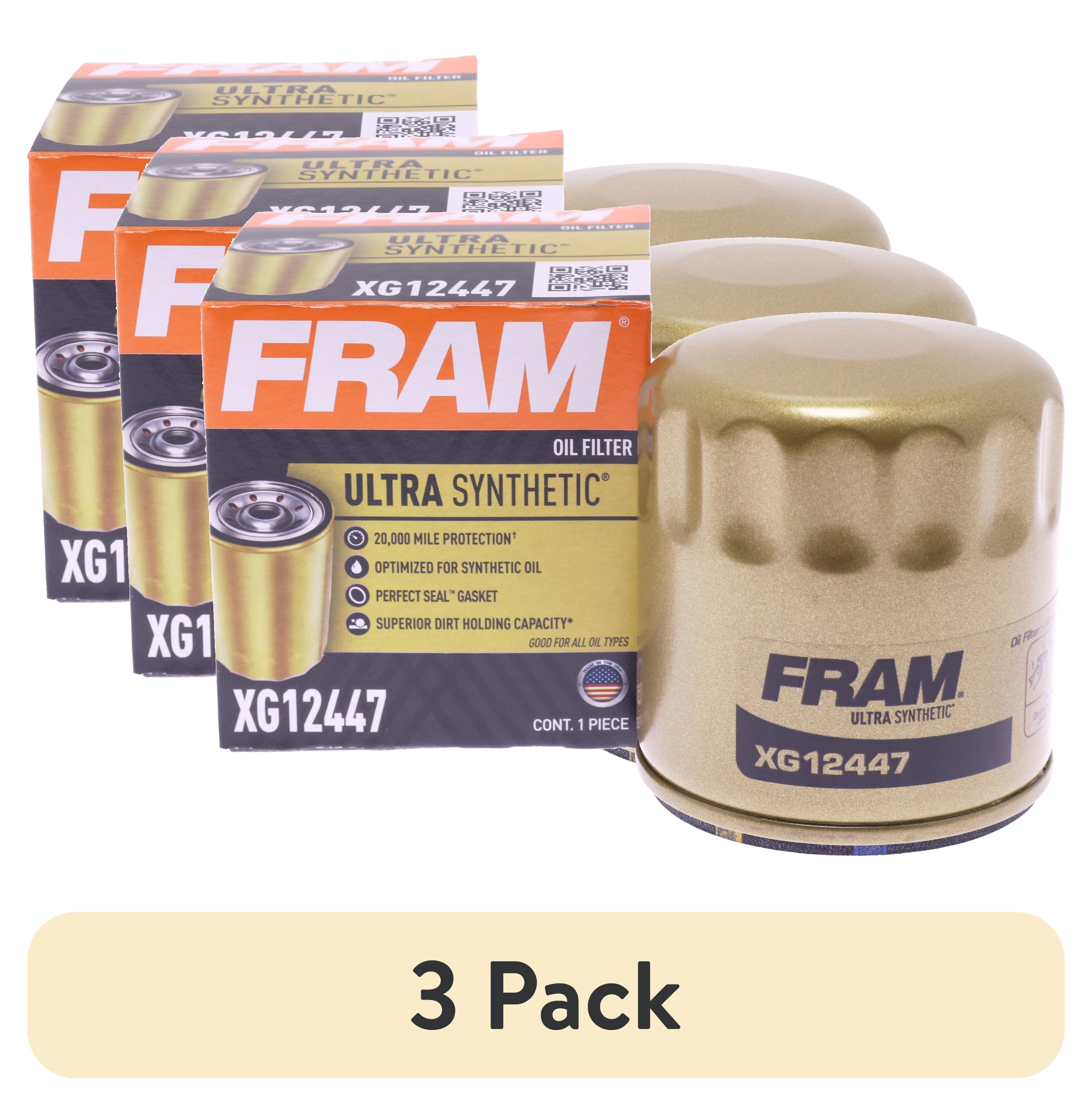 (3 pack) FRAM Ultra Synthetic Oil Filter, XG12447, 20K mile Replacement Filter