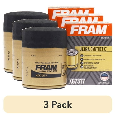 (3 pack) FRAM Ultra Synthetic Oil Filter, XG7317, 20K mile Replacement Oil Filter for Select Acura, Honda, Nissan Vehicles