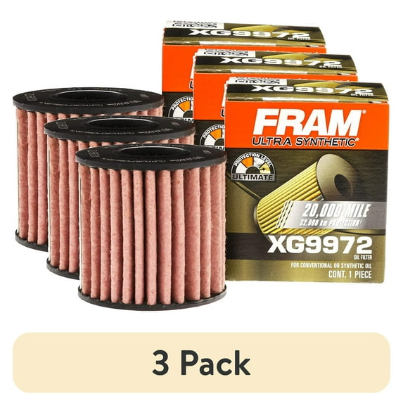 (3 pack) FRAM Ultra Synthetic Oil Filter, XG9972, 20K mile Replacement Filter for Select Vehicles