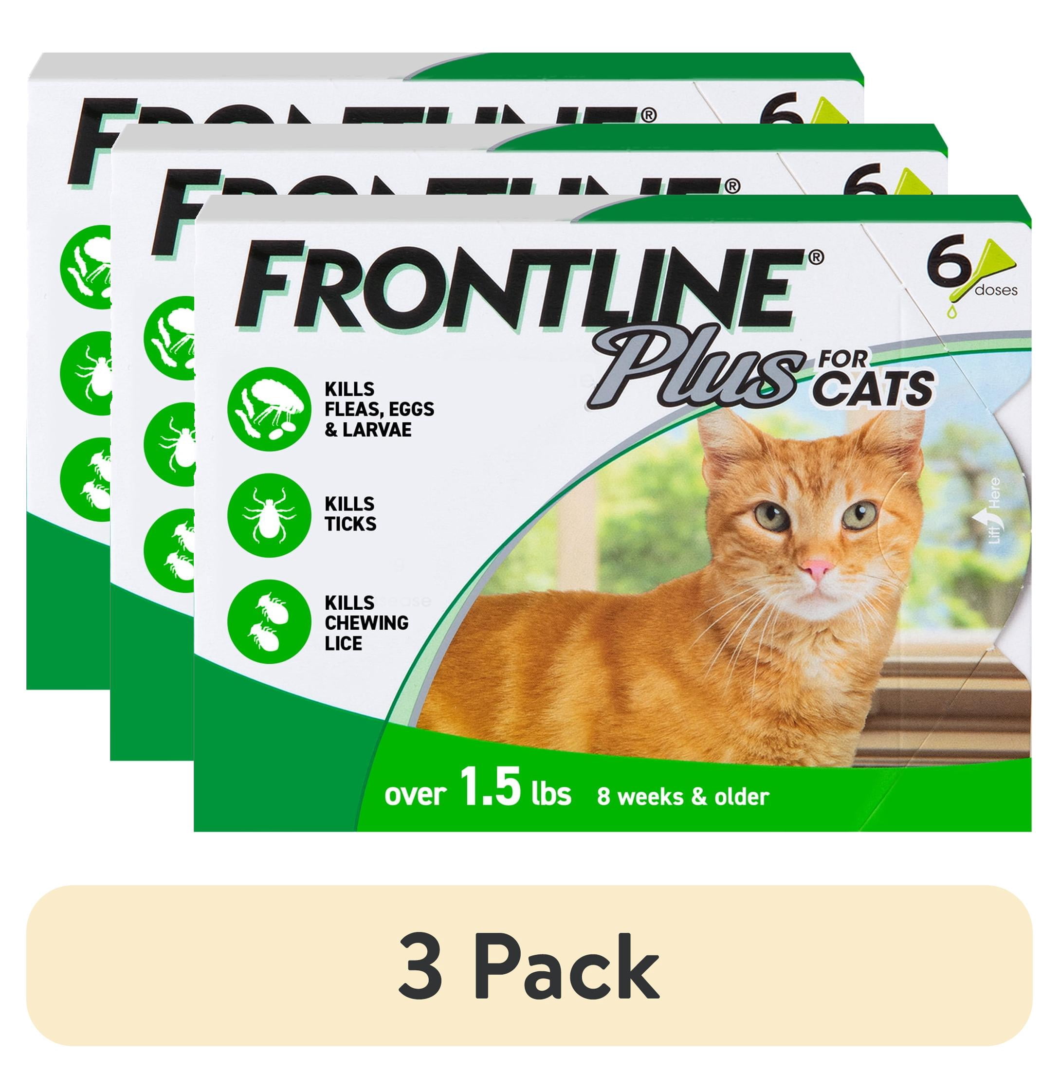 (3 pack) FRONTLINE Plus for Cats and Kittens Flea and Tick Treatment, 6 Count