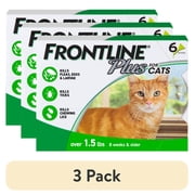 3 pack FRONTLINE Plus for Cats and Kittens Flea and Tick Treatment, 6 Count