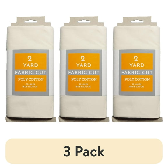 (3 pack) Shason Textile 2 Yard Cut Poly Cotton Fabric, Linen, 44" Wide for Craft & Quilting Projects