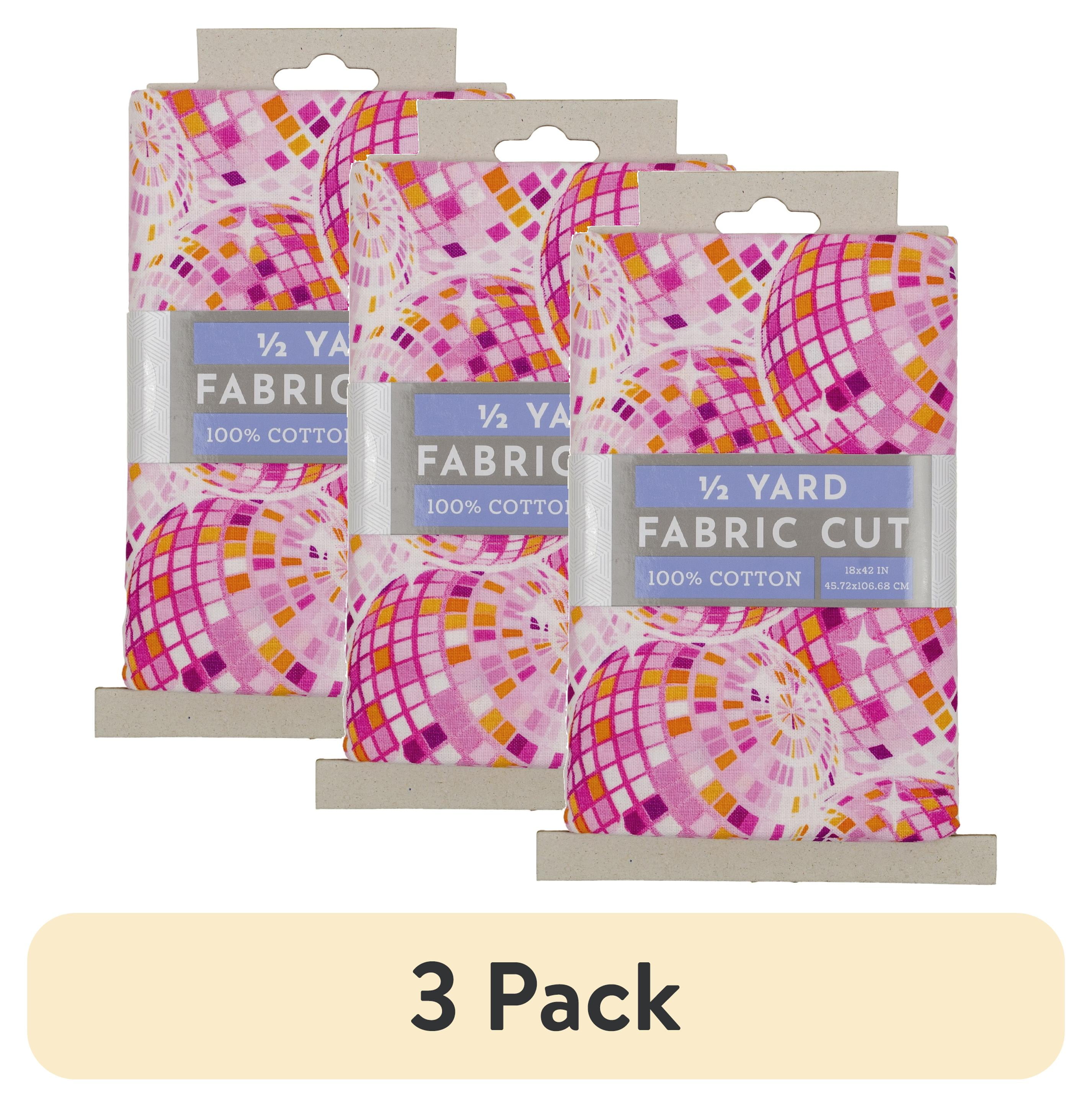 (3 pack) Fabric Editions 18" x 42" Cotton Disco Ball Half Yard Precut Sewing & Craft Fabric, Pink 1 Piece