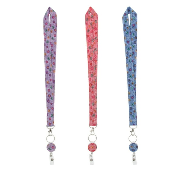 3/pack Fabric Neck Strap Lanyard ID Badge Name Tag Holder Key Chain - 3,