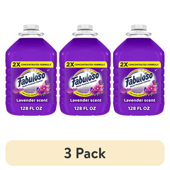 (3 pack) Fabuloso 2X Multi-Purpose Cleaner, No Rinse Floor Cleaner, Lavender Scent, 128 fl oz