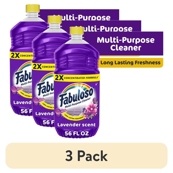 (3 pack) Fabuloso 2X Multi-Purpose Cleaner, No Rinse Floor Cleaner, Lavender Scent, 56 fl oz