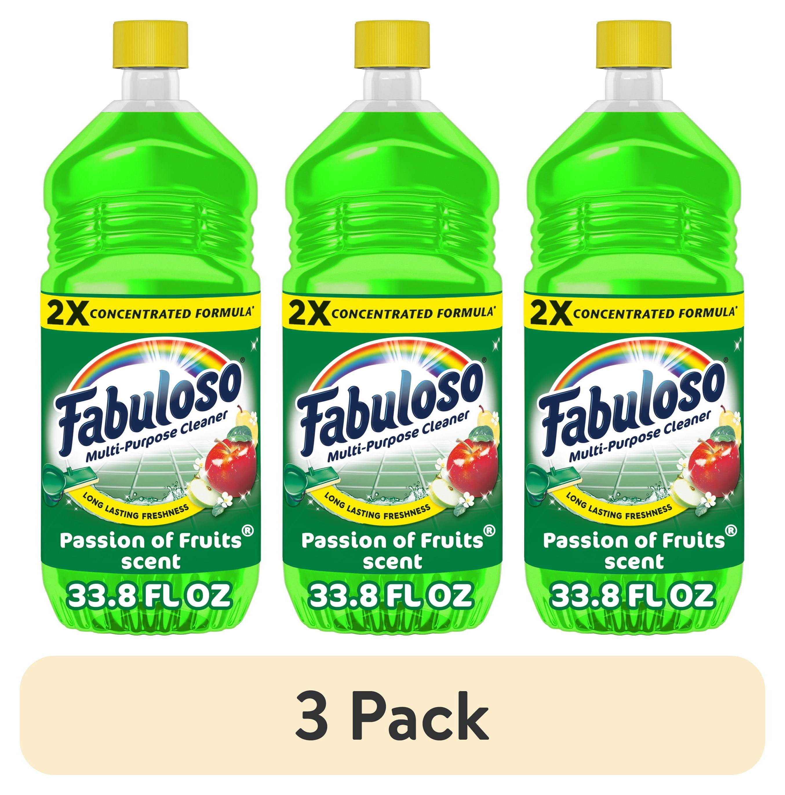 (3 pack) Fabuloso 2X Multi-Purpose Cleaner, No Rinse Floor Cleaner, Passion of Fruits Scent, 33.8 fl oz