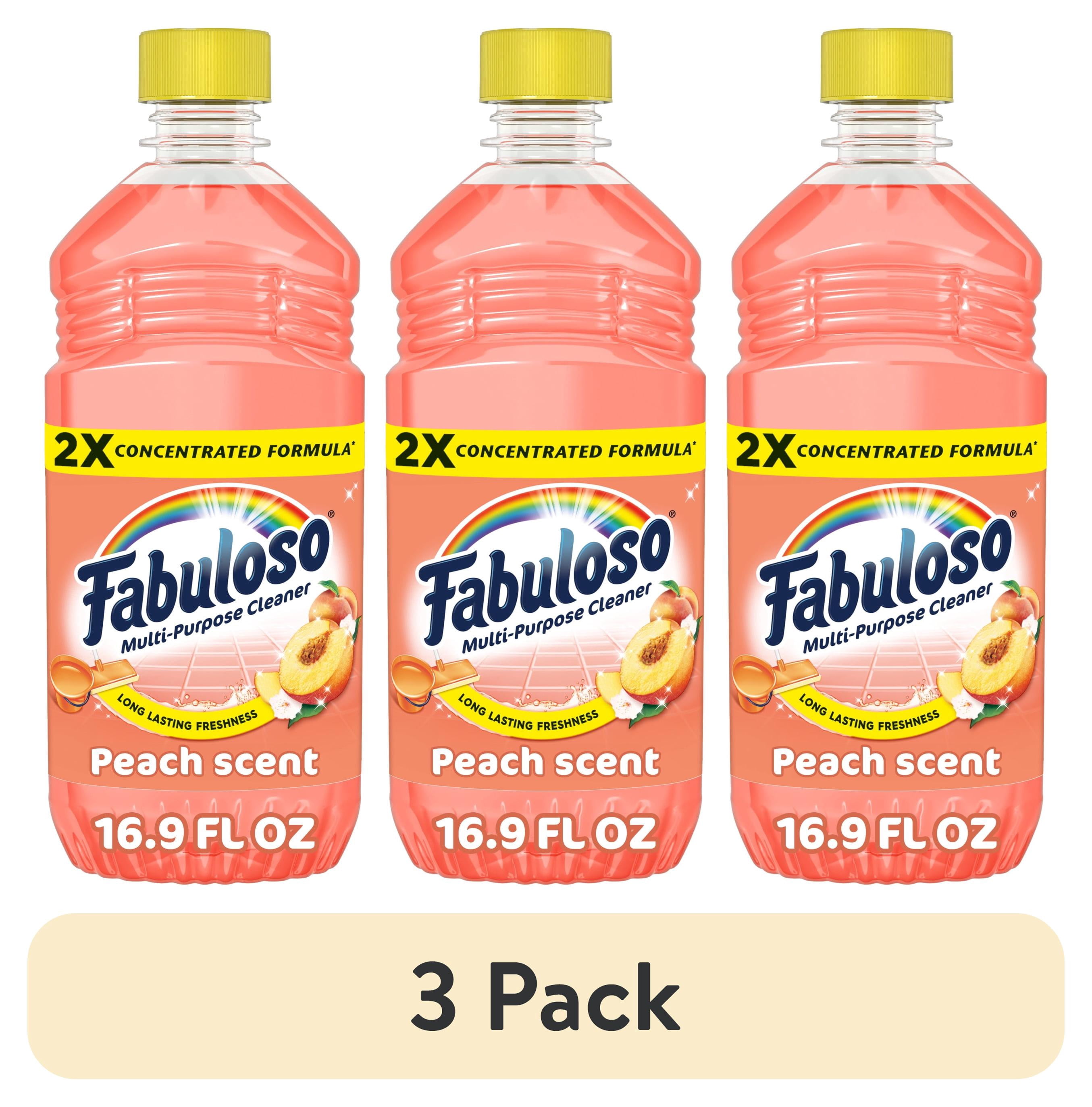 (3 pack) Fabuloso 2X Multi-Purpose Cleaner, No Rinse Floor Cleaner, Peach Scent, 16.9 fl oz