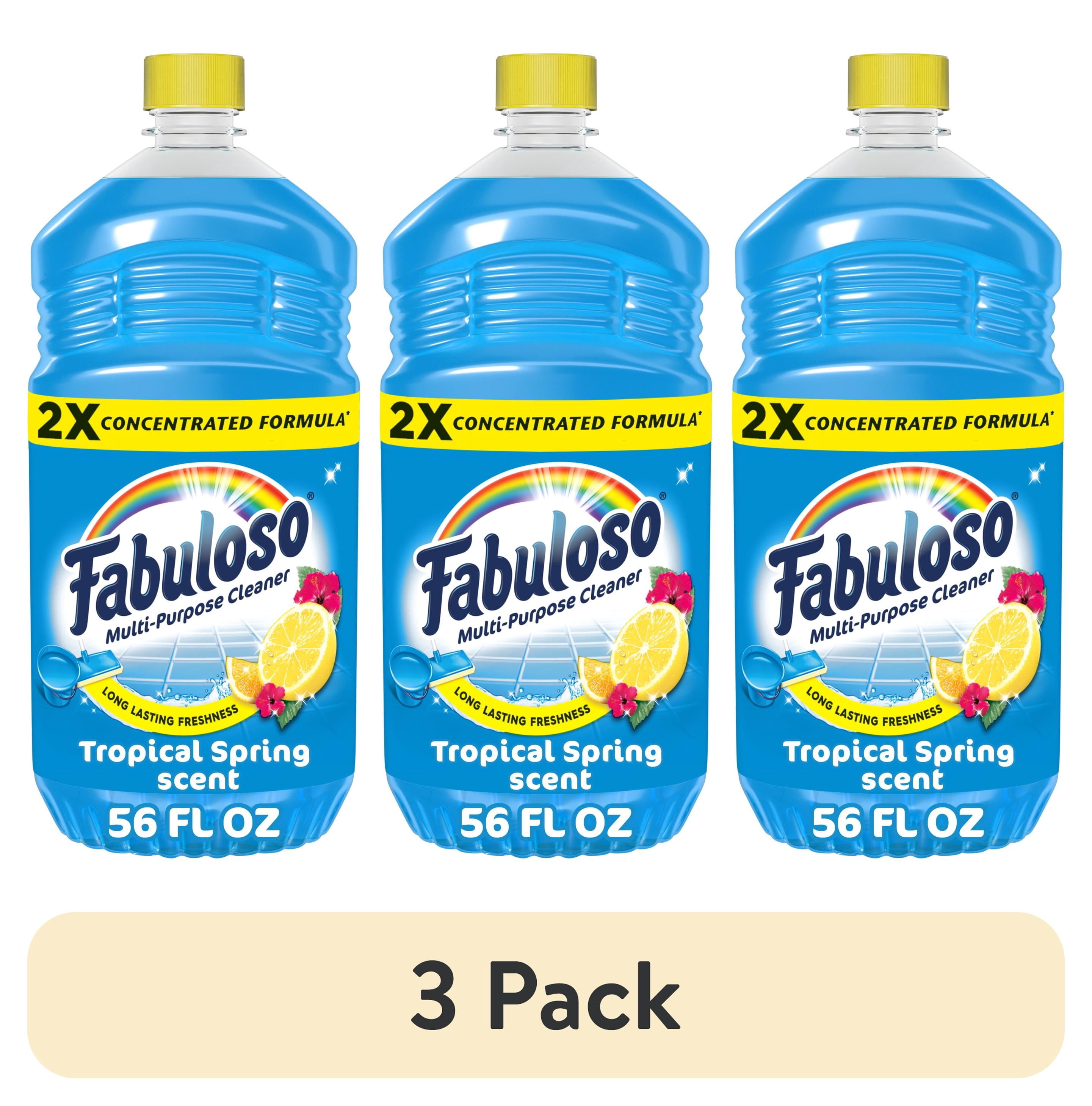 (3 pack) Fabuloso 2X Multi-Purpose Cleaner, No Rinse Floor Cleaner, Tropical Spring Scent, 56 fl oz