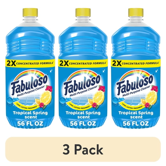 (3 pack) Fabuloso 2X Multi-Purpose Cleaner, No Rinse Floor Cleaner, Tropical Spring Scent, 56 fl oz